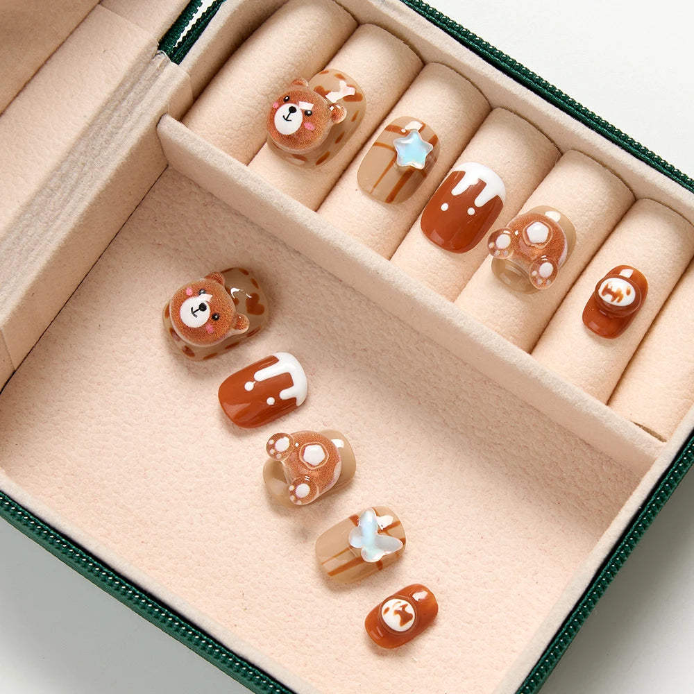 Bear Bliss - 10Pc Handmade Press on Nails