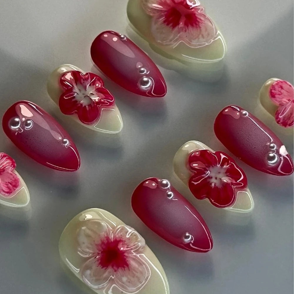 Rosy Radiance - 10Pcs Handmade Press On Nails