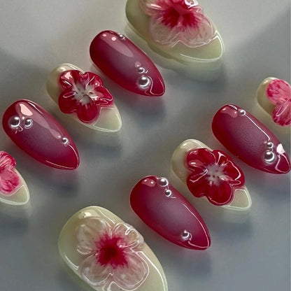 Rosy Radiance - 10Pcs Handmade Press On Nails