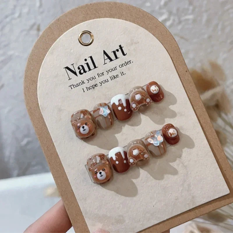 Bear Bliss - 10Pc Handmade Press on Nails